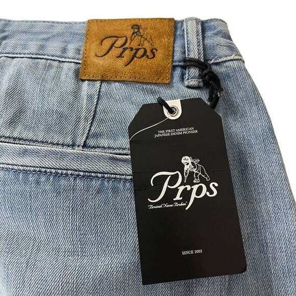 PRPS Women's Tapered Crop Jeans Seamed Denim Gaucho Pants In Light Wash Size 31 - Picture 8 of 16